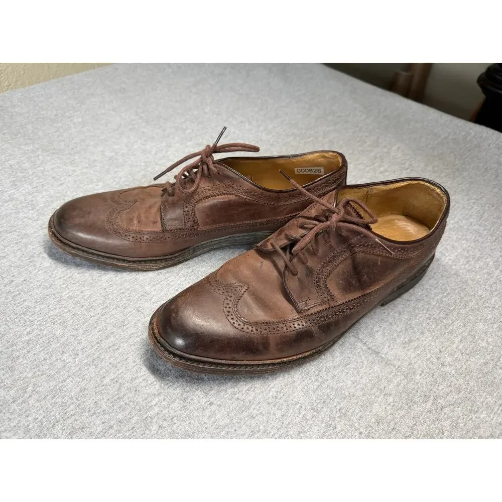 John A. Frye Brown Leather Wingtip LaceUp Oxfords Brown Leather Mens Size 10